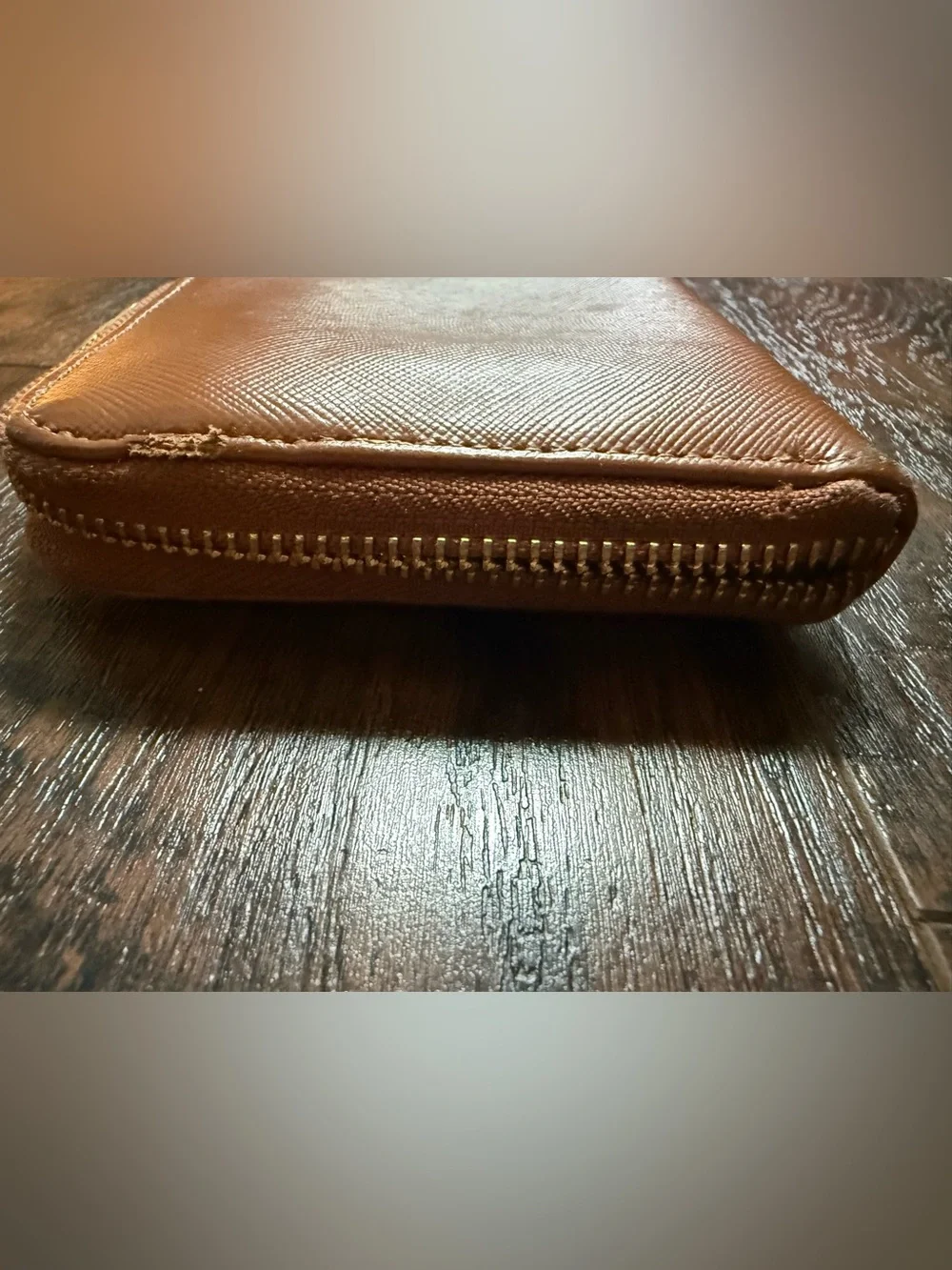 Tory Burch Robinson Zip Around Wallet - Cognac Brown